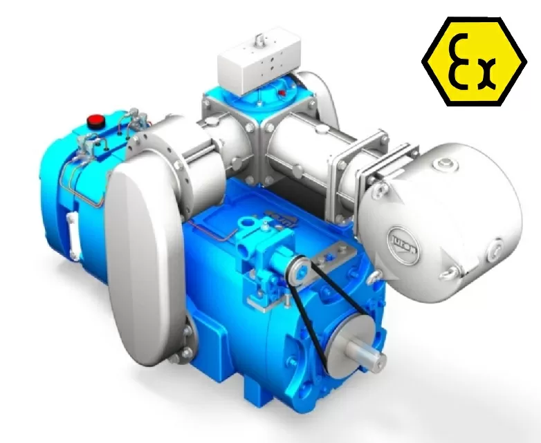 Rotary vane vacuum pump JUROP PR 530 HDR ATEX, left-hand rotation, manual valve