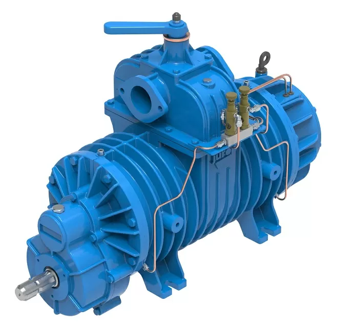 Rotary vane vacuum pump JUROP PN 106, 540 rpm, left-hand rotation, manual valve