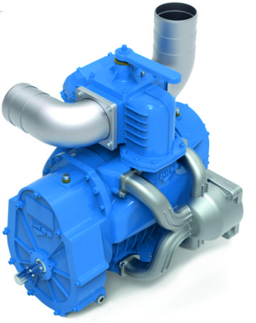 Vacuum pump JUROP DL 400, 1000 rpm, right-hand rotation, pneumatic valve, smooth shaft