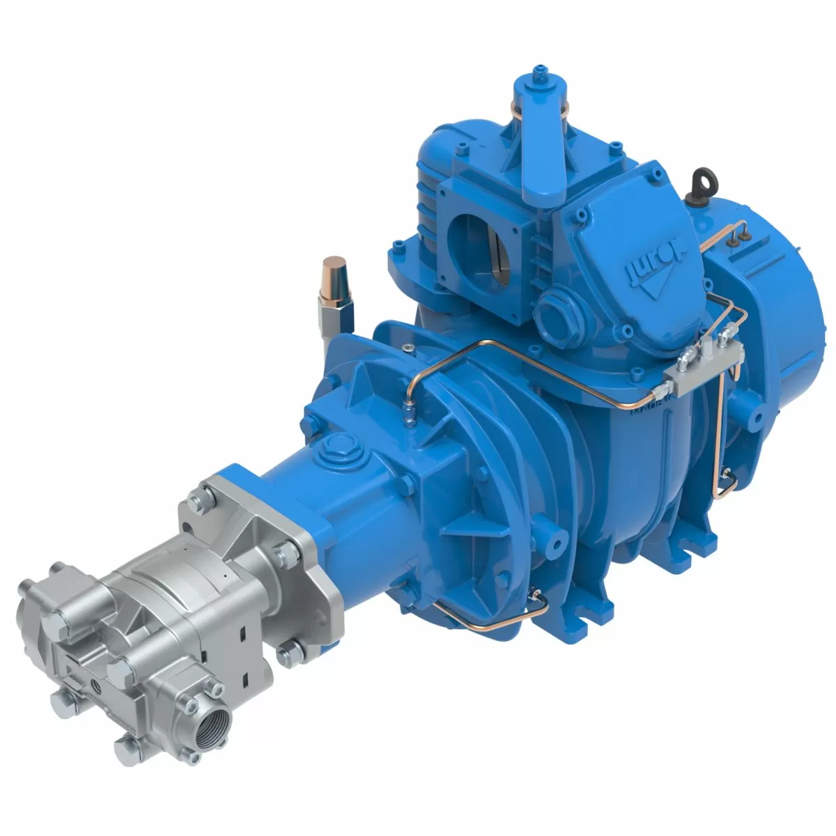 Rotary vane vacuum pump JUROP PNR 124 HDR, left-hand rotation,manual 4-way valve, hydraulic motor
