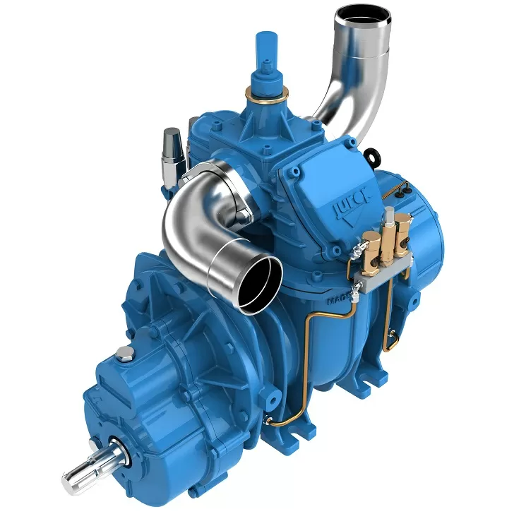 Rotary vane vacuum pump JUROP PNR 73 M, 540 rpm, left-hand rotation, manual 4-way valve