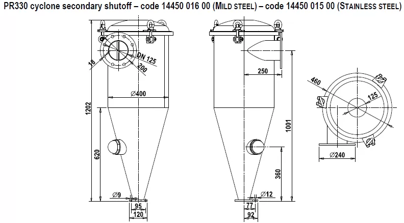 Secondary shut-off valve, stainless steel